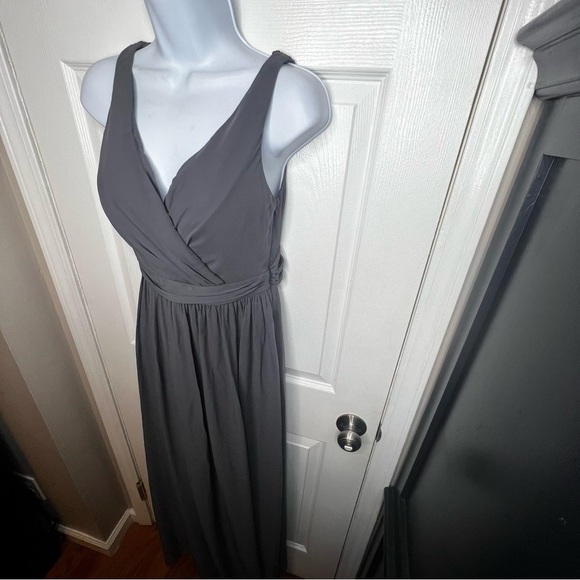 NWT Adrianna Papell Women's 2 Gray Chiffon Drape Back Gown Long Dress XS Formal - Picture 4 of 16